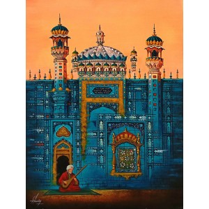 S. A. Noory, 18 x 24 Inch, Acrylic on Canvas, Cityscape Painting, AC-SAN-240